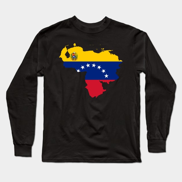 Venezuela Flag Map Long Sleeve T-Shirt by Historia